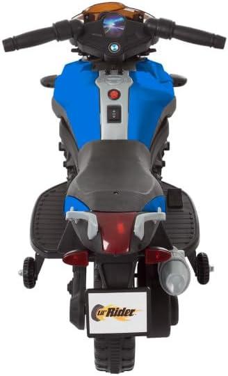 Toy Time Kids Motorcycle - Electric Ride-On with Training Wheels and Reverse Function - White and Black