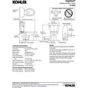 Highline Two-Piece Elongated 1.6 GPF Toilet with Pressure Lite Flush and Left-Hand Trip Lever