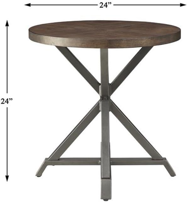 Industrial Brown and Gray Pine Veneer Round Table Set