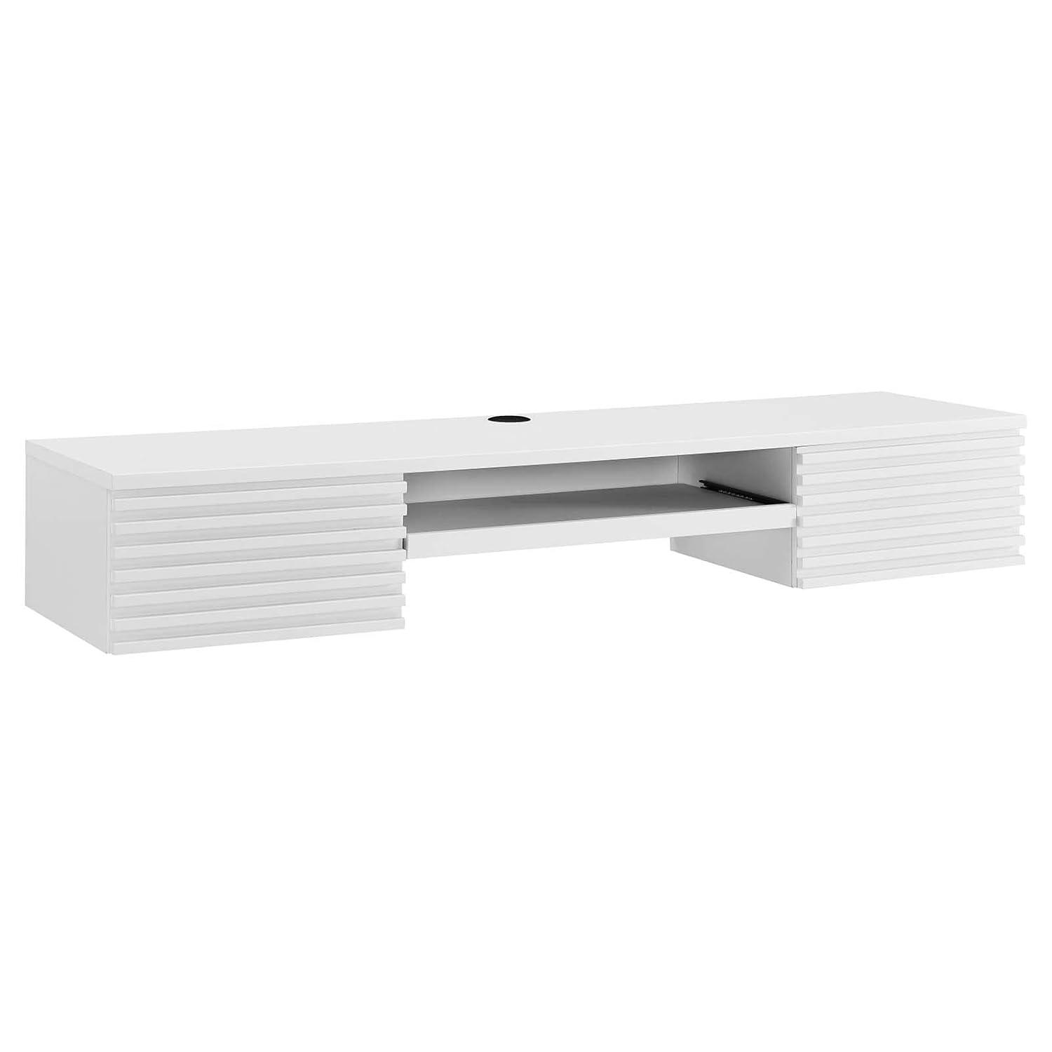 Modway Render Wall Mount Wood Office Desk in White