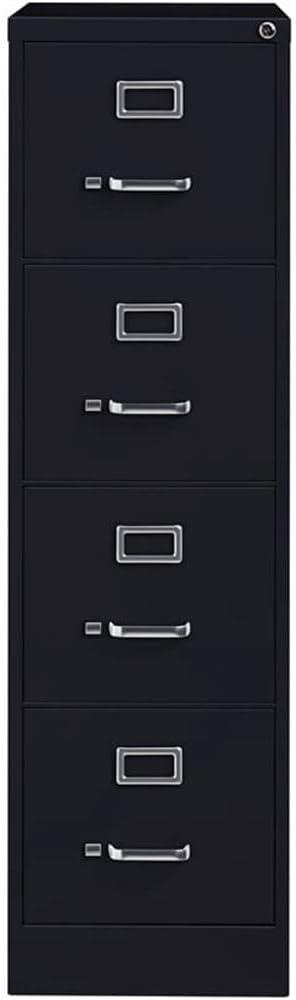 Pemberly Row 52" Black Metal Lockable 4-Drawer Vertical Filing Cabinet