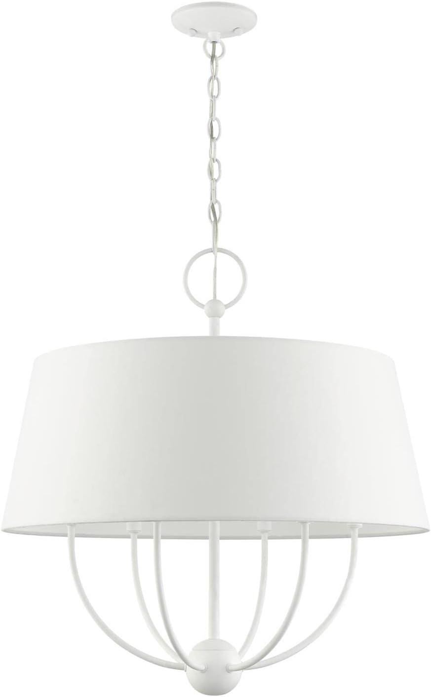 Ridgecrest Transitional 6-Light White Drum Pendant Chandelier