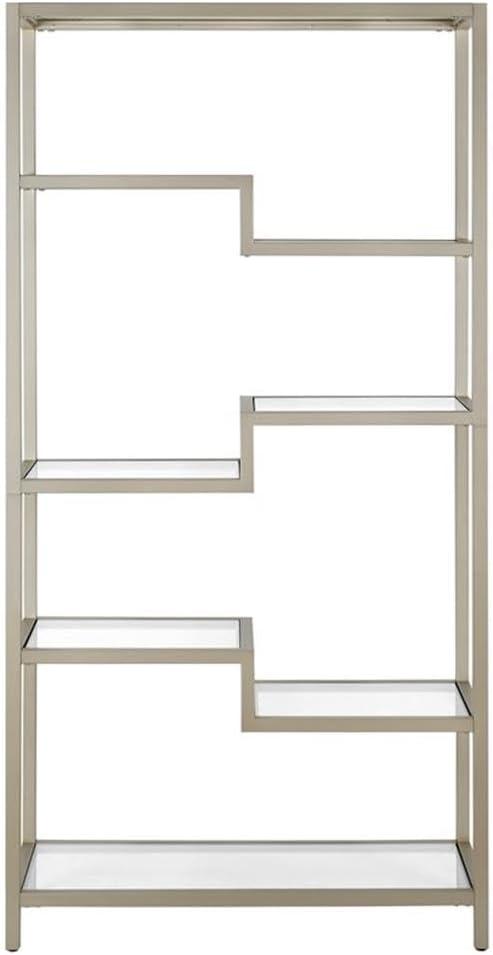 Evelyn&Zoe Johann 68" Tall Rectangular Bookcase, Satin Nickel