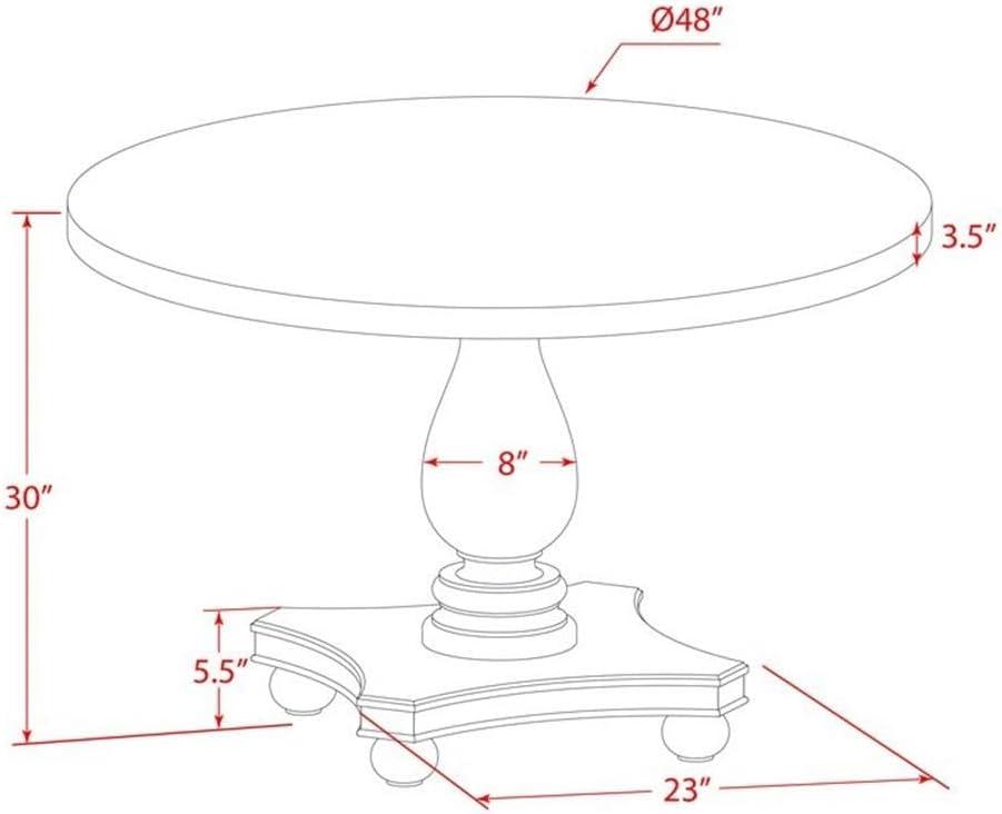 48 in. Irving Round Dining Table with Pedestal & Rustic Rubberwood Table - Sandblasting Antique Walnut