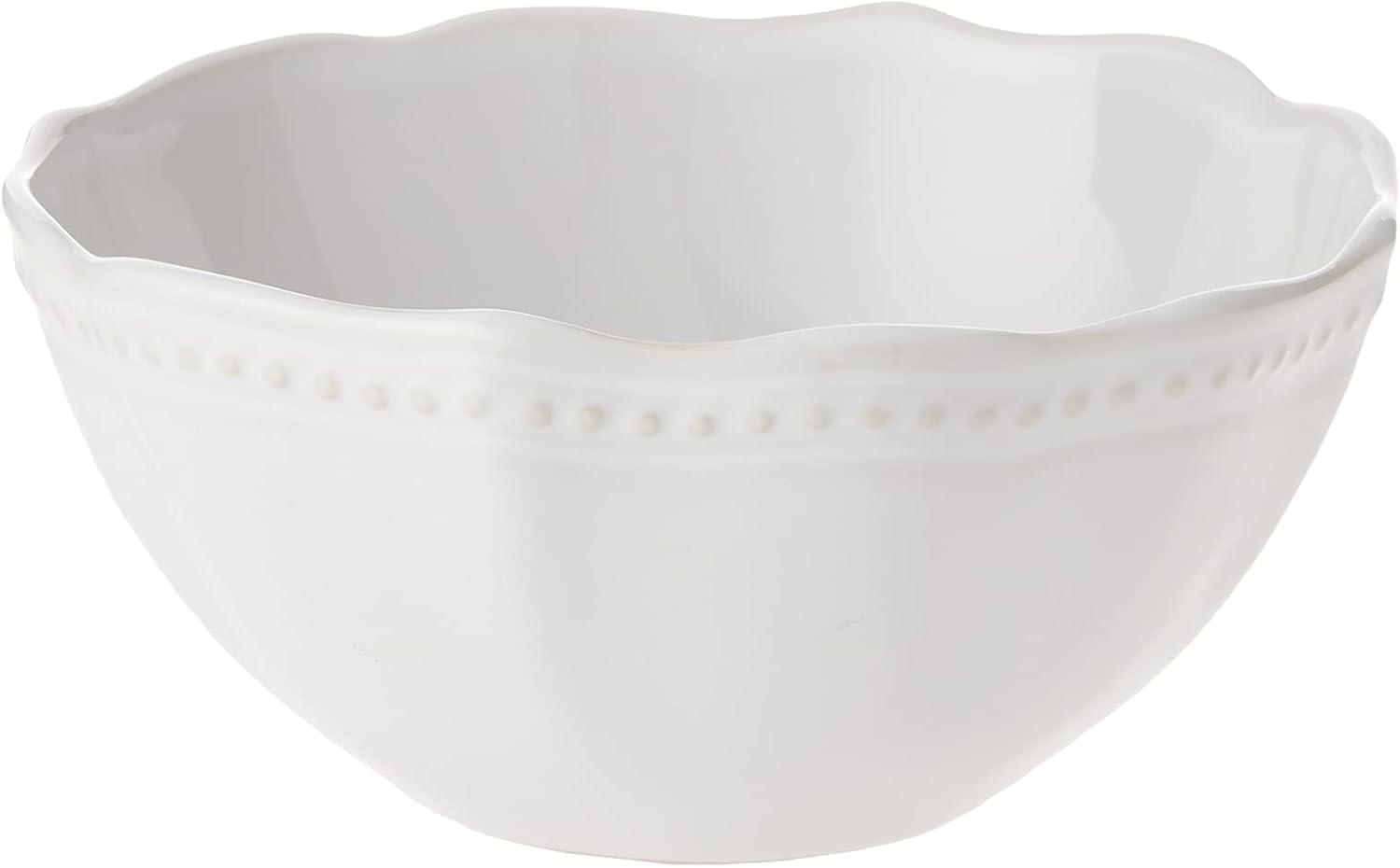 Alyse White Stoneware 4-Piece Place Setting with Scalloped Edges