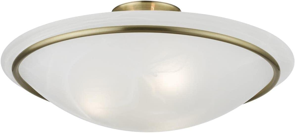 Livex Lighting Newburgh 3 - Light Semi-Flush Mount in  Antique Brass