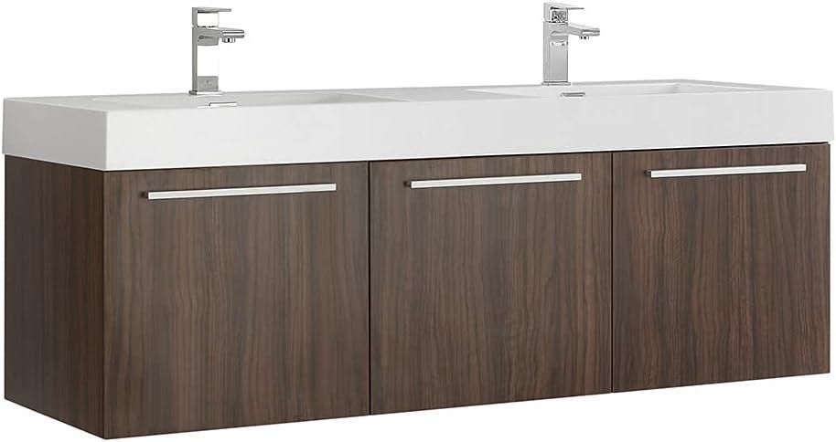 Vista 60'' Wall Mounted Modern Double Bathroom Vanity with Acrylic Vanity Top