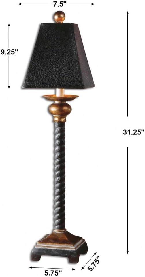 Matte Black and Bronze 31" Buffet Lamp with Square Shade