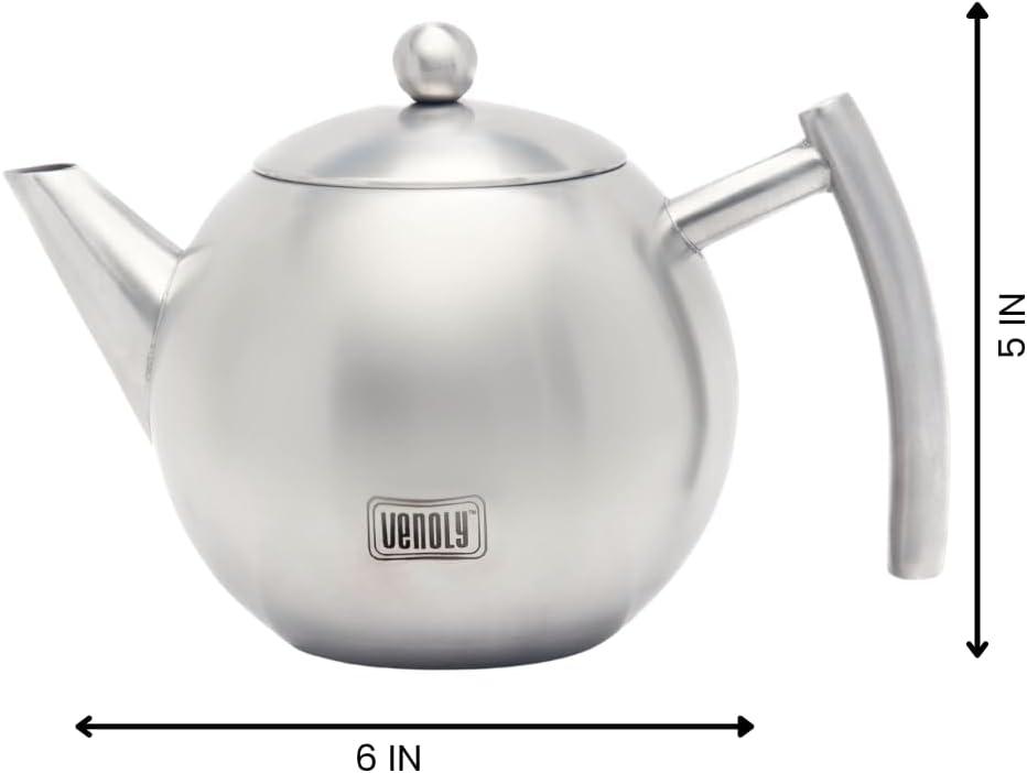 Venoly Venoly Stainless Steel Tea Pot With Removable Infuser Dishwasher Safe and Heat Resistant (Set of 50)