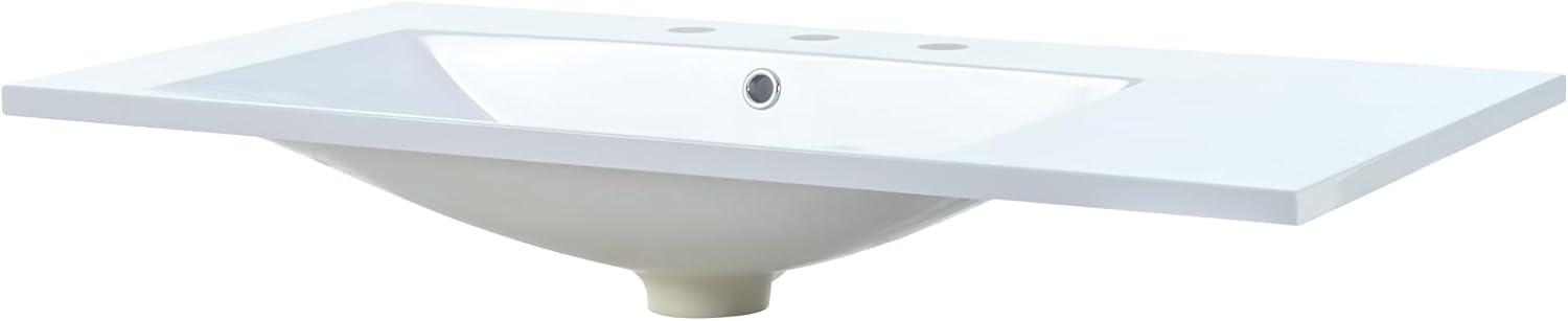 Miekor Furniture 36" Single Bathroom Basin Sink, Left Offset Sink Vanity Top Only, 3-Faucet Holes, Resin 69AAK