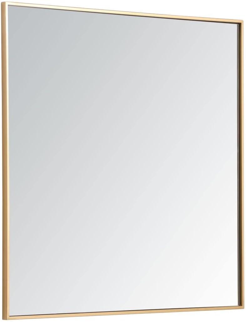 Metal frame square mirror 36 inch in Brass