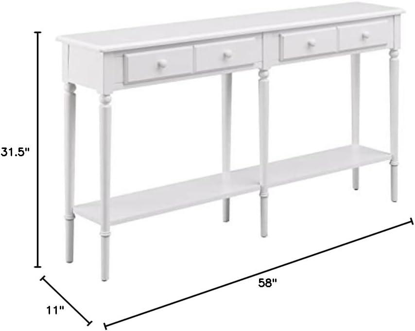 Leick Home Coastal Notions Solid Wood Console Table with Shelf, White