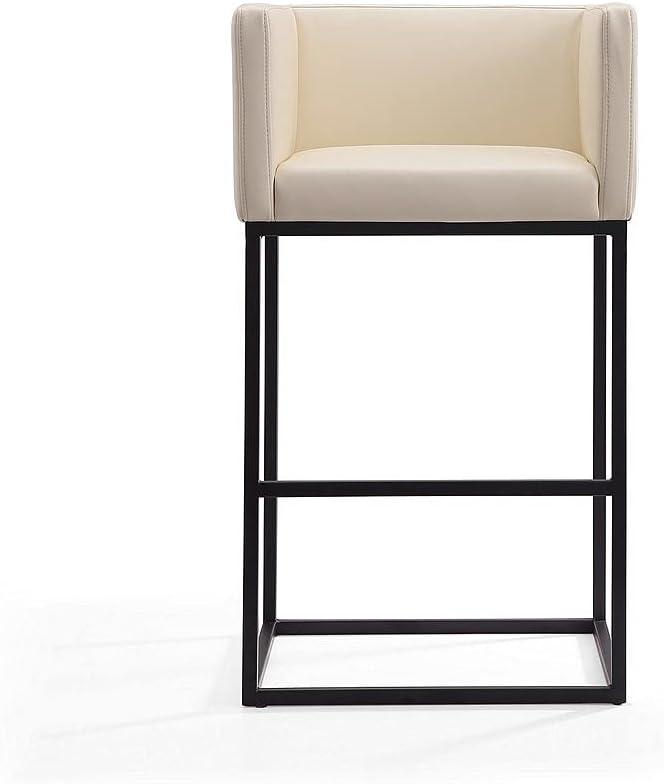 Embassy Cream Faux Leather and Black Metal Barstool Set of 3