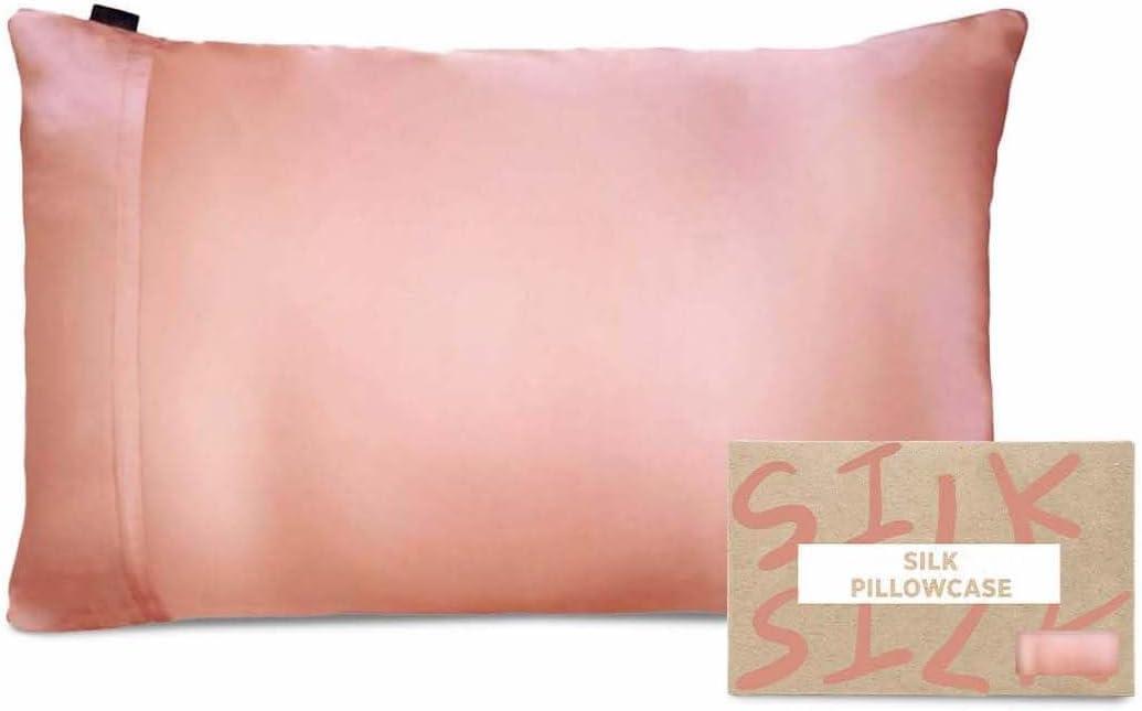 Discover Night LLC NIGHT Silk Washable Pillowcase - Luxury Mulberry Silk Pillow Covers for Skin and Hair Pink - King