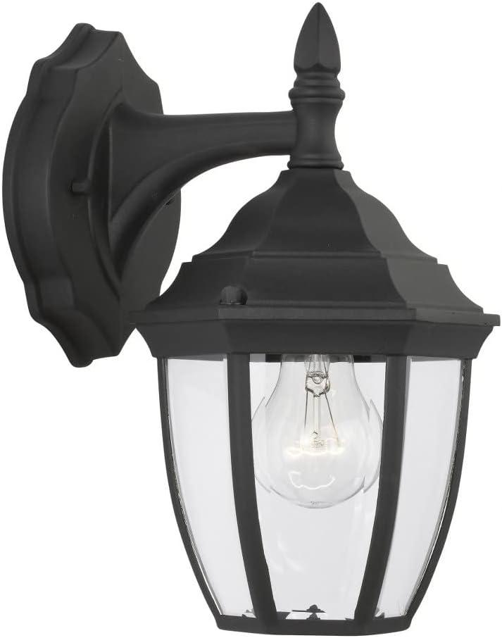 Bakersville 11'' Black Steel Outdoor Lantern Sconce with Clear Beveled Glass