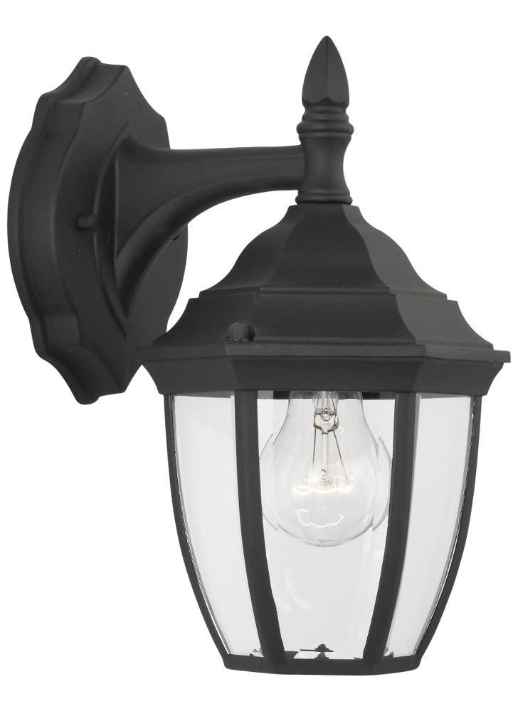 Bakersville 6.5 in. 1-Light Antique Bronze Traditional Outdoor Wall Lantern Sconce with Clear Beveled Glass Panels