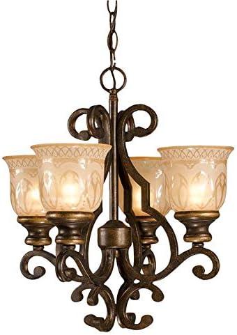 Bronze Umber Mini Crystal Glass 4-Light Chandelier