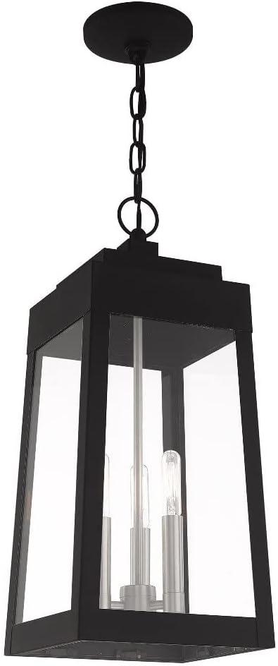 Bronze and Clear Glass 3-Light Outdoor Pendant Lantern