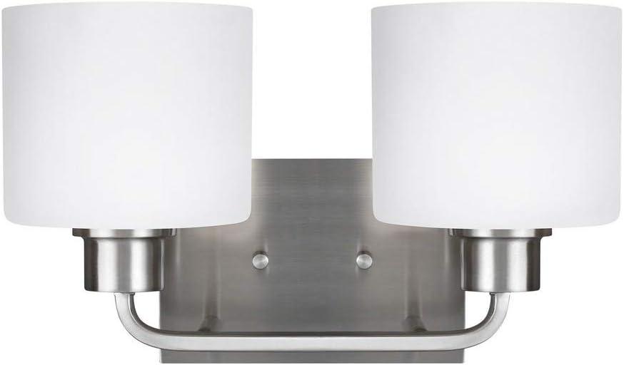 Brushed Nickel 2-Light Wall/Bath Vanity with Etched Glass Shades