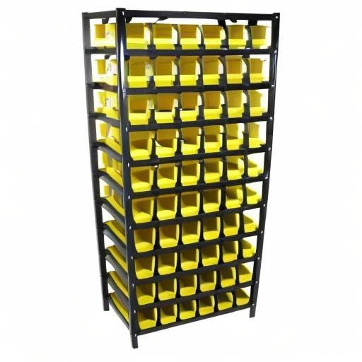 Erie Tools® 60 Bin Parts Rack Storage Shop Garage Organizer Nuts Bolts Parts