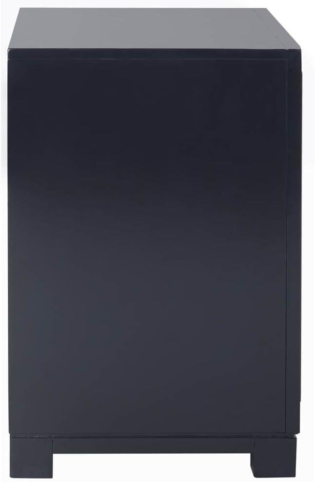 Raina 3 Drawer Greek Key Nightstand - Navy - Safavieh