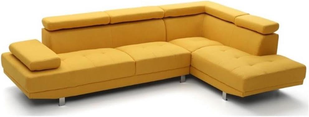 Glory Furniture Riveredge Twill Fabric Sectional in Yellow