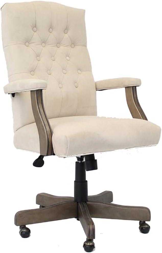 Traditional Executive Chair Beige: Swivel, Adjustable, Tufted - Boss Office Products