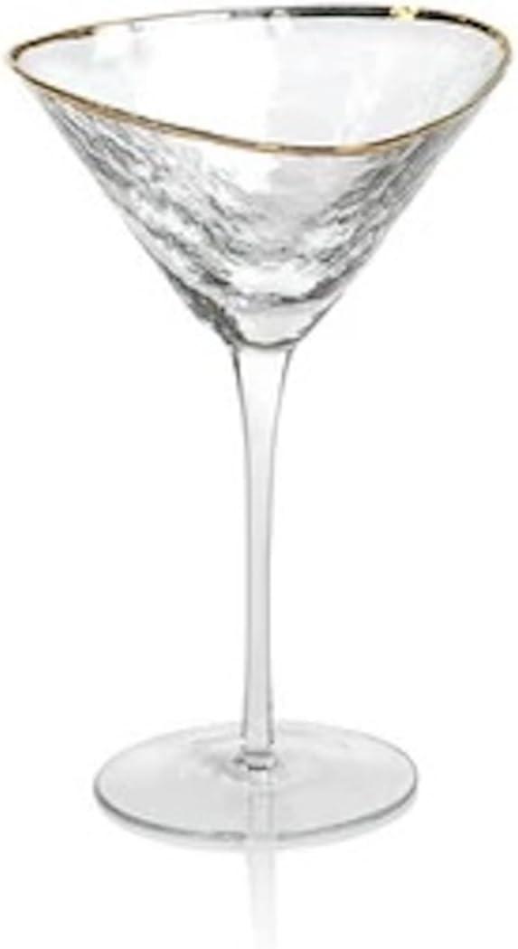 Clear Glass Martini Glasses with Gold Rim - Set of 4