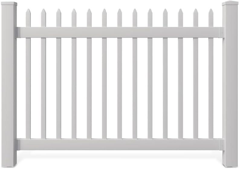 WamBam No-Dig Fence 4ft H x 6ft W (1 Panel + 1 Post) No Dig WamBam Nantucket Fence Kit, White Vinyl Picket Fence Panel, Easy DIY Installation Fence Panel Kit, Durable Outdoor Fence for Yard or Garden, BL19101