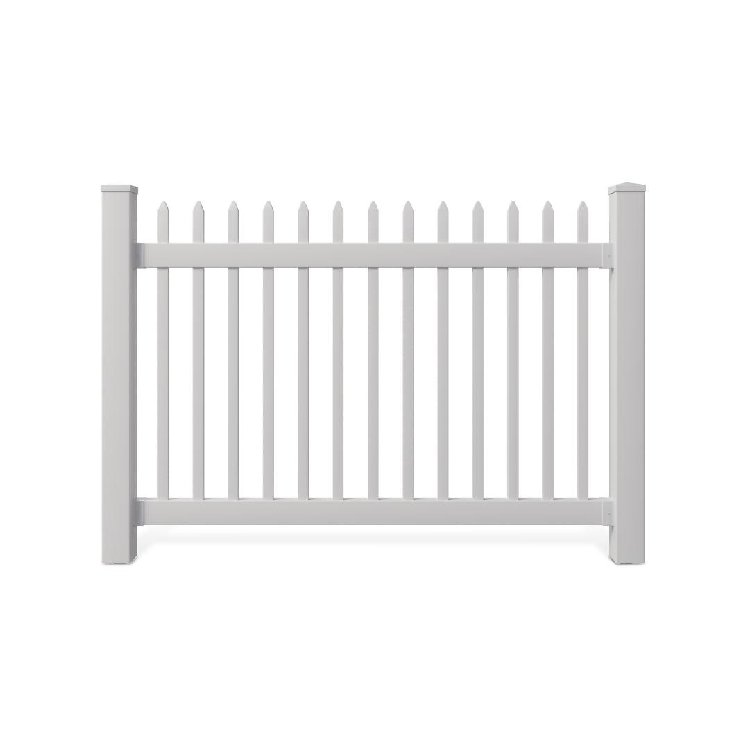 WamBam No-Dig Fence 4ft H x 6ft W (1 Panel + 1 Post) No Dig WamBam Nantucket Fence Kit, White Vinyl Picket Fence Panel, Easy DIY Installation Fence Panel Kit, Durable Outdoor Fence for Yard or Garden, BL19101