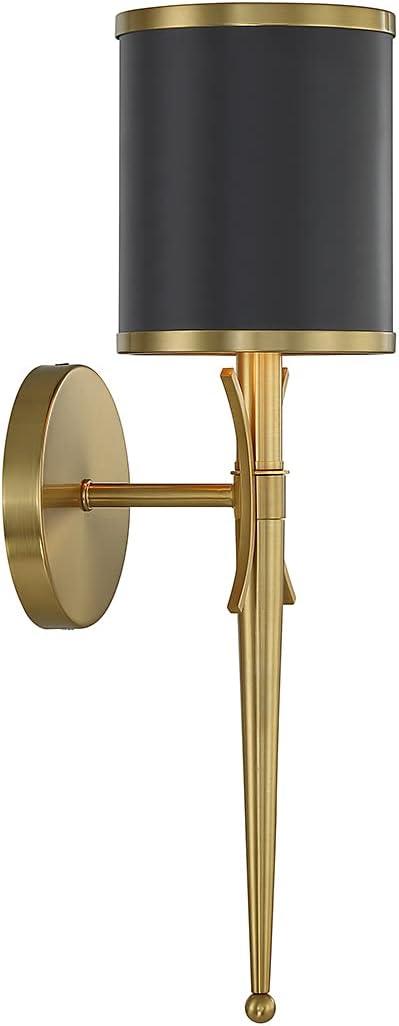 Matte Black and Warm Brass Dimmable Metal Sconce