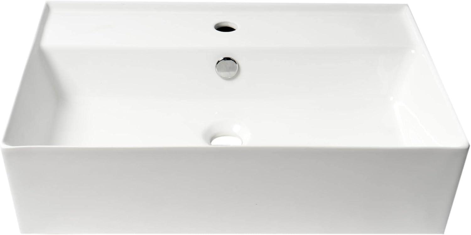 Alfi Brand 15.75'' Porcelain Rectangular Bathroom Sink with Overflow