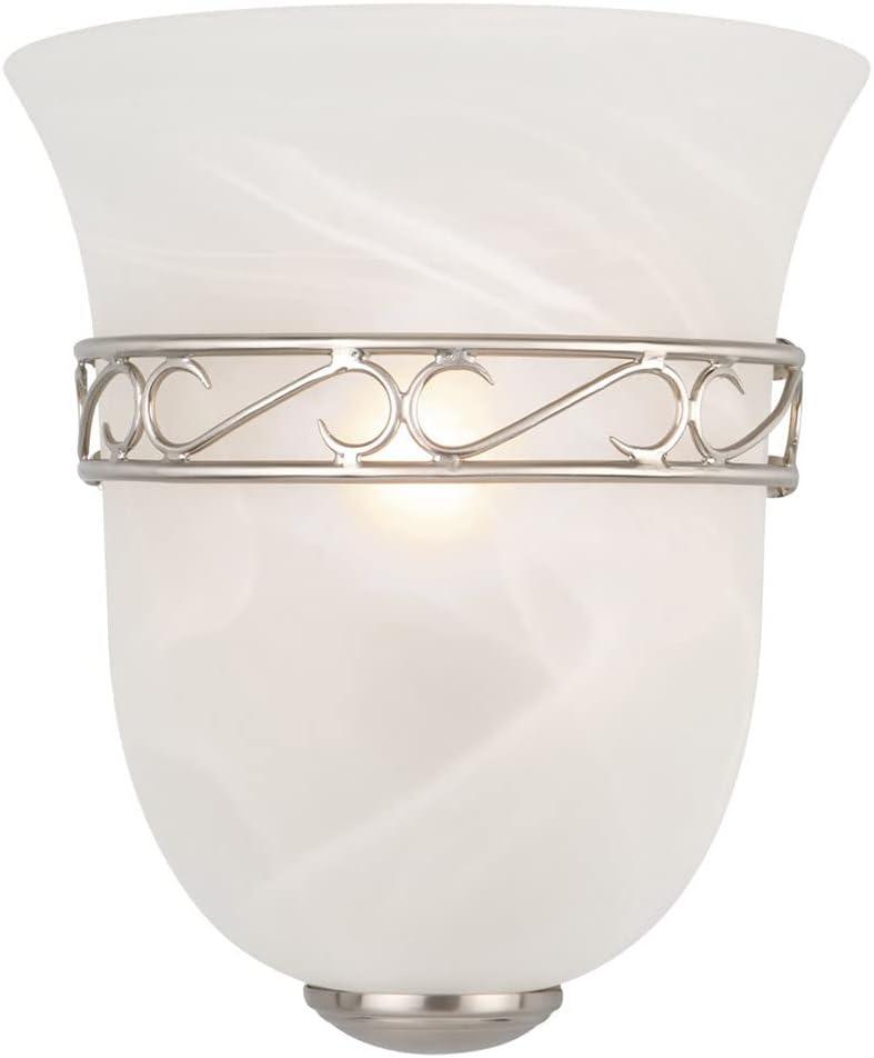 Satin Nickel 9.25" Dimmable Wall Sconce with Alabaster Glass