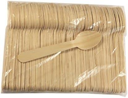 Concession Essentials Disposable Wooden Cutlery Spoons, Compostable and Earth Friendly, 6.25 Inch Length - Pack of 100 Spoons