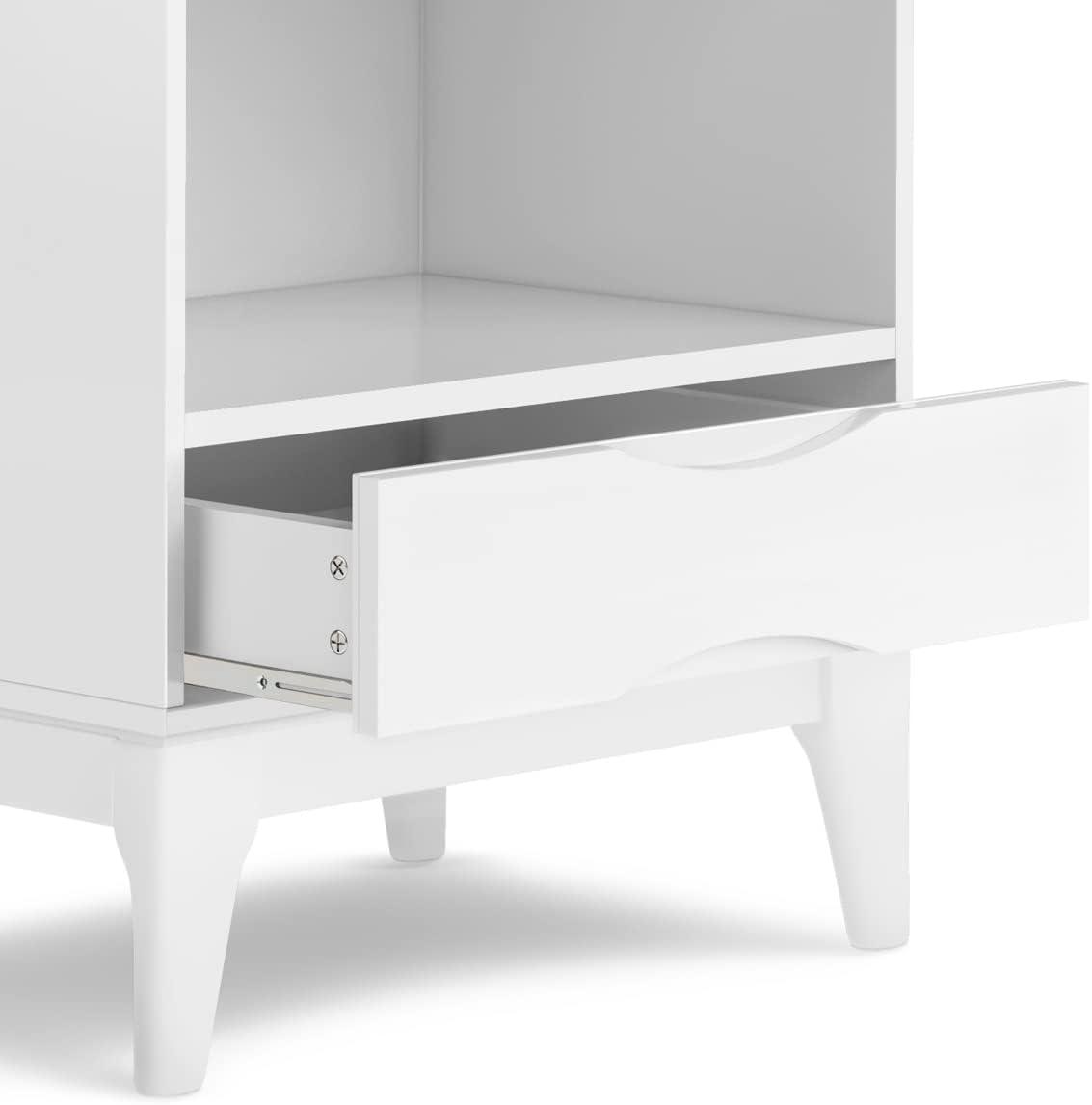Simpli Home Harper 24"W Solid Hardwood 4 Shelf Mid-Century Modern Bookcase with Drawer and Adjustable Shelves
