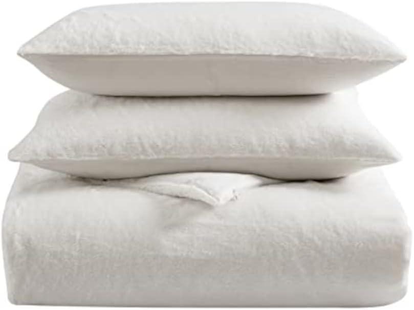 King Ivory Faux Fur Bedspread Cover Set