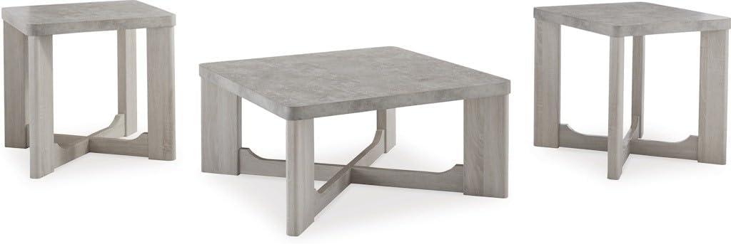 Gray Faux Cement Melamine Square Table Set, 3-Piece