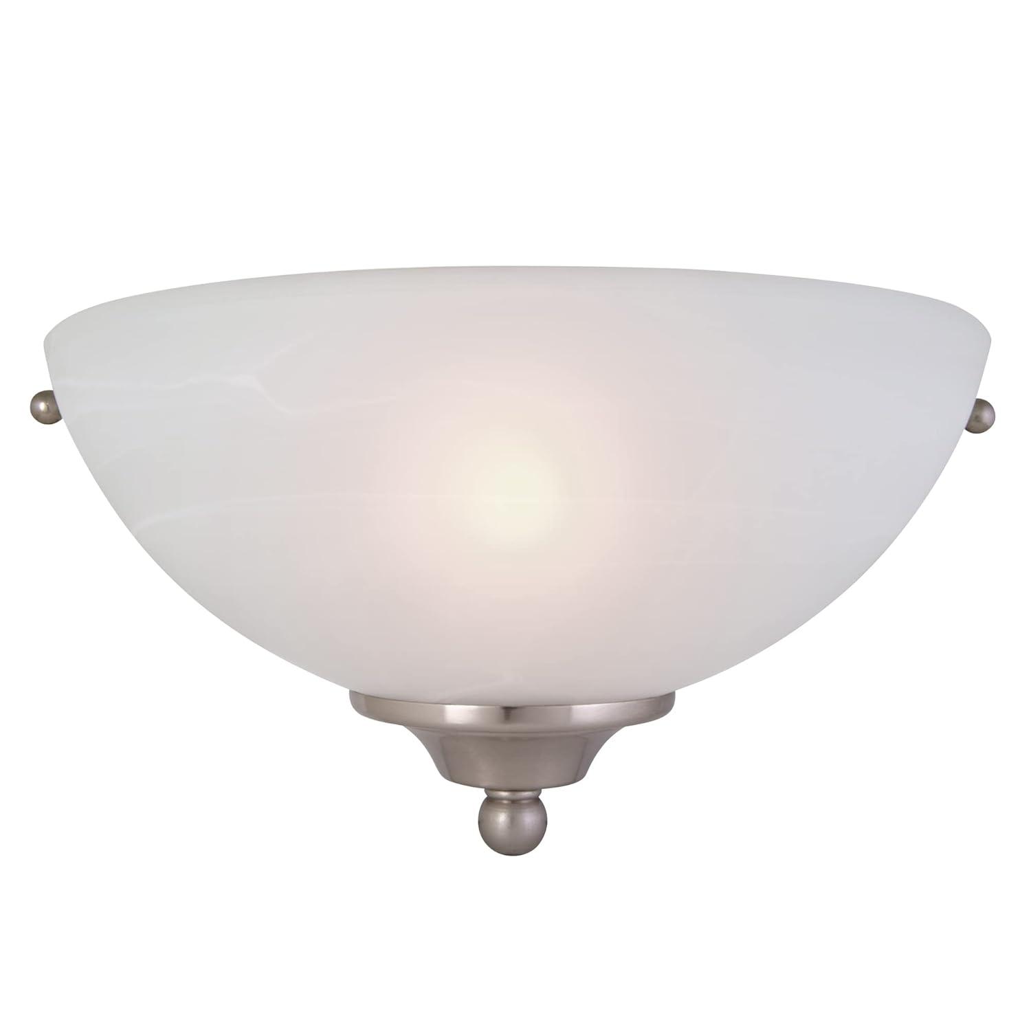 Design House 511584 Millbridge Traditional 1-Light Indoor Dimmable Wall Sconce with Alabaster Glass for Bathroom Hallway Foyer, Satin Nickel Finish