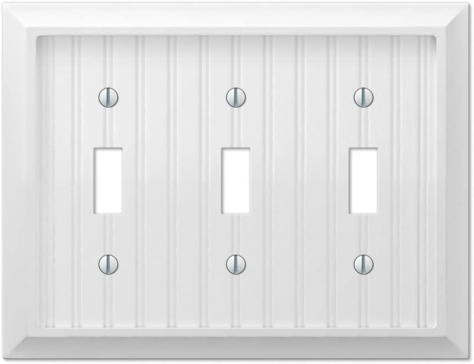 Amerelle 279TTTW Cottage Wallplate, 3 Toggle, Composite Wood, White, 1-Pack