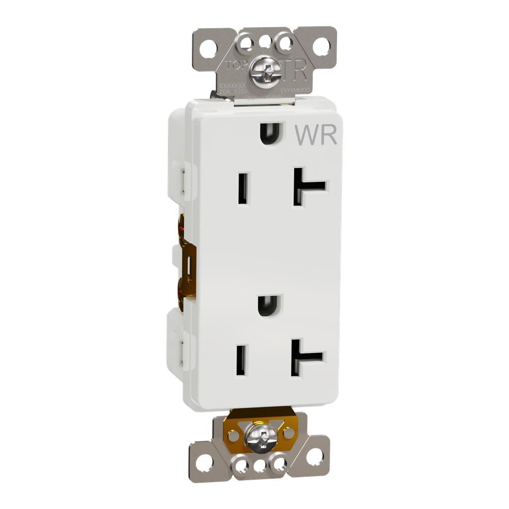 White Tamper Resistant Weatherproof Duplex Decorator Receptacle Outlet