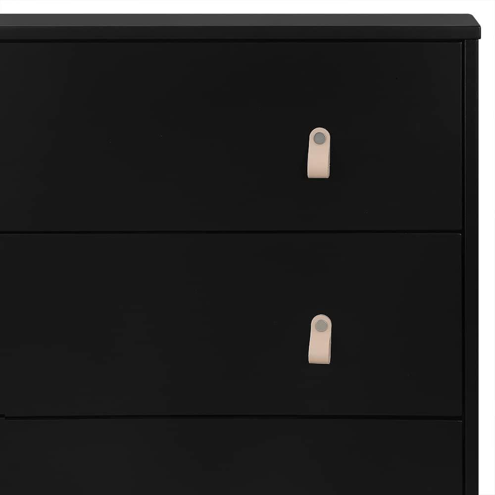 Ebony and Natural 3-Drawer Nursery Dresser with Leather Pulls