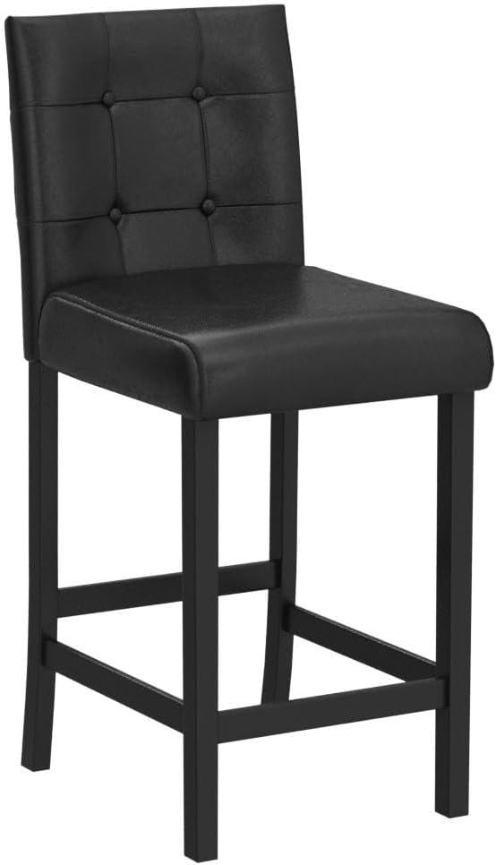 Costway Set of 2 Bar Stools 25inch Counter Height Barstool Pub Chair Rubber Wood Black