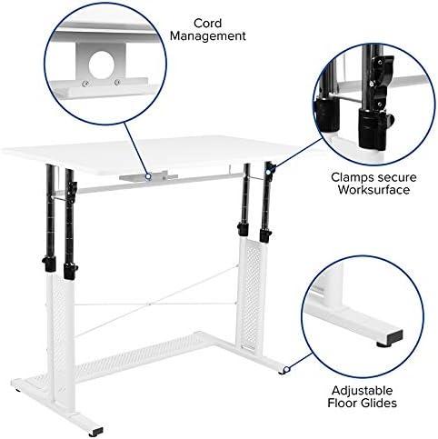 Flash Furniture Height Adjustable (27.25-35.75"H) Sit to Stand Home Office Desk