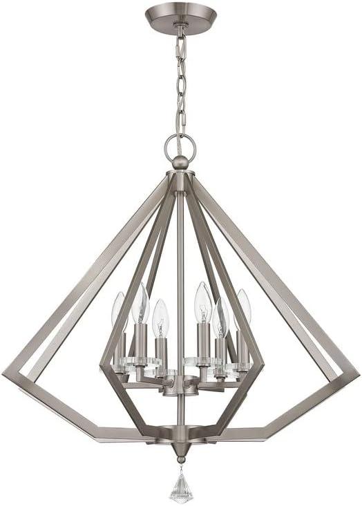 Elegant Diamond Cage Chandelier with Polished Brass Finish and Crystal Accents