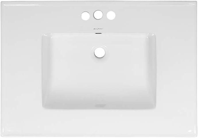 White Ceramic 31" Vanity Top Sink with Centerset Faucet Holes