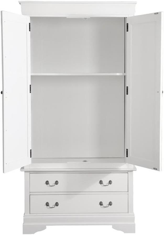 Glory Furniture Louis Phillipe 2 Drawer Armoire in White