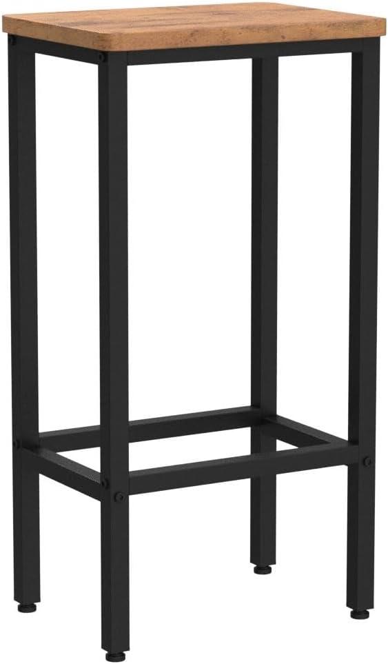 ODK 25.6 Inch Height Industrial Modern Wooden Counter Stool Seat Barstool with Footrest for Kitchen Island, Rustic Brown, Set of 2