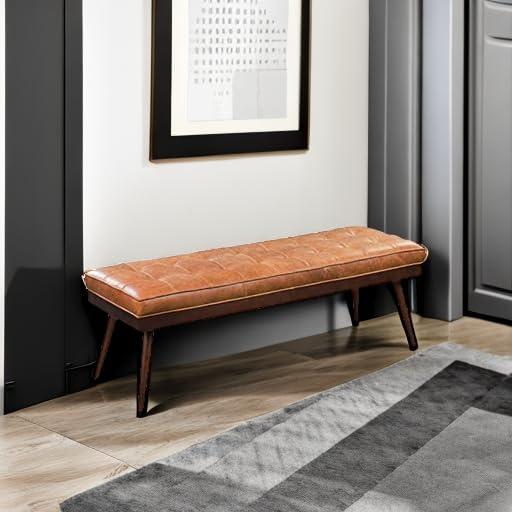 Athan Full-Grain Italian Genuine Leather Bench