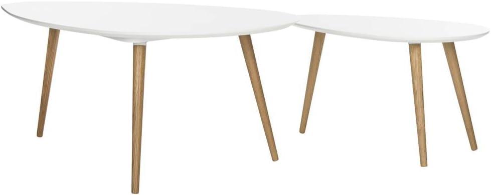 Saffron Split Coffee Table - White/Oak - Safavieh