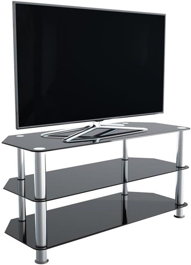 AVF Transitional Steel and Glass TV Stand for up to 50" TVs in Black/Chrome